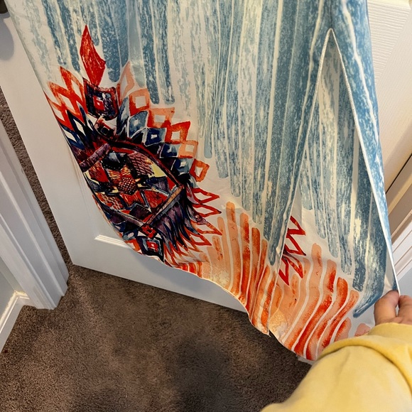 Pink Owl Aztec Burst Maxi Dress size Large Coral, blue, and purple - Picture 3 of 6